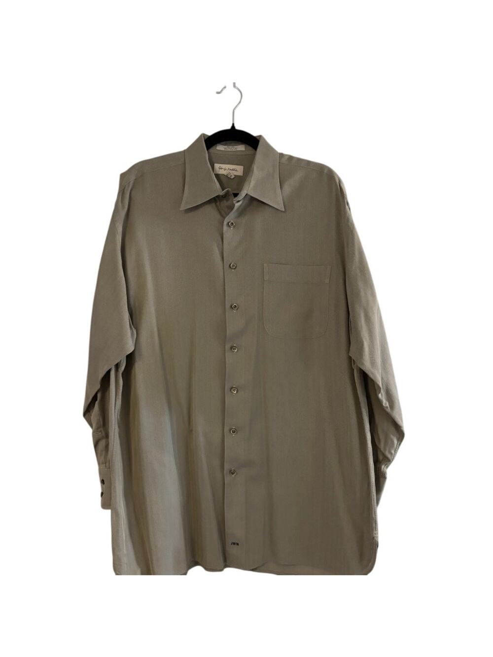 John W Nordstrom Dress Shirt 16.5 33 Khaki Cotton Italy Button Down